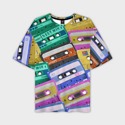 Мужская футболка оверсайз Аудио кассеты разноцветные