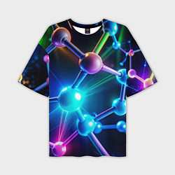 Футболка оверсайз мужская Молекулярная структура - неоновая, цвет: 3D-принт