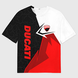 Футболка оверсайз мужская Ducati moto - красная униформа, цвет: 3D-принт