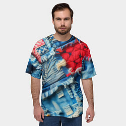 Футболка оверсайз мужская Авангардный джинсовый пэчворк - нейросеть, цвет: 3D-принт — фото 2