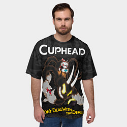 Футболка оверсайз мужская Cuphead - devil play game, цвет: 3D-принт — фото 2