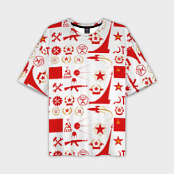 Мужская футболка оверсайз СССР знак качества красный