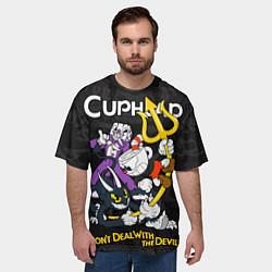 Футболка оверсайз мужская Cuphead devil trident, цвет: 3D-принт — фото 2