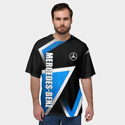 Футболка оверсайз мужская Mercedes - blue metal, цвет: 3D-принт — фото 2