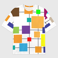 Футболка оверсайз мужская Разноцветные квадраты паттерны, цвет: 3D-принт