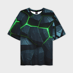 Мужская футболка оверсайз Abstract dark green geometry style