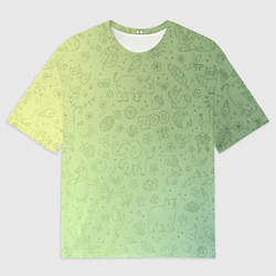 Футболка оверсайз мужская Соцсети зеленый фон, цвет: 3D-принт