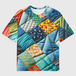 Футболка оверсайз мужская Лоскутное одеяло - пэчворк, цвет: 3D-принт