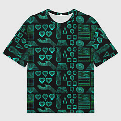 Мужская футболка оверсайз Геометрия неоновая