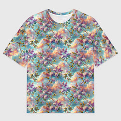 Мужская футболка оверсайз Объемная сирень паттерн