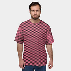 Футболка оверсайз мужская Розовый имитация сетки паттерн, цвет: 3D-принт — фото 2