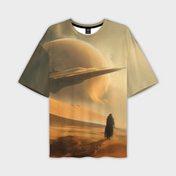 Мужская футболка оверсайз Пустыня и космический корабль - Дюна