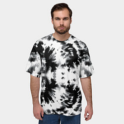 Футболка оверсайз мужская Серо белый тайдай, цвет: 3D-принт — фото 2