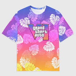 Футболка оверсайз мужская Grand Theft Auto VI - пальмы, цвет: 3D-принт