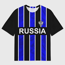 Футболка оверсайз мужская Россия- черно-синяя униформа, цвет: 3D-принт