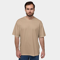Футболка оверсайз мужская Светлый коричневый в полоску, цвет: 3D-принт — фото 2