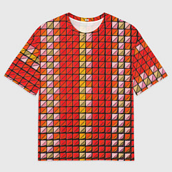 Мужская футболка оверсайз Красные плитки