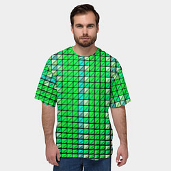 Футболка оверсайз мужская Зелёные плитки и чёрная обводка, цвет: 3D-принт — фото 2