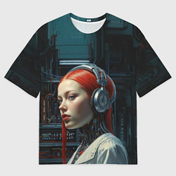 Футболка оверсайз мужская Рыжая девушка-киборг, цвет: 3D-принт