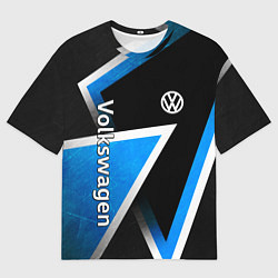 Мужская футболка оверсайз Volkswagen - бело-синий треугольник