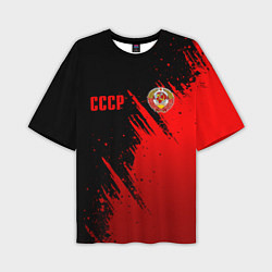 Футболка оверсайз мужская СССР - черно-красный, цвет: 3D-принт