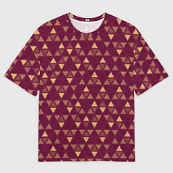 Мужская футболка оверсайз Бордо с жёлтыми треугольниками текстурированный па