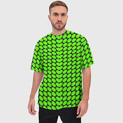 Футболка оверсайз мужская Зелёные лепестки шестиугольники, цвет: 3D-принт — фото 2
