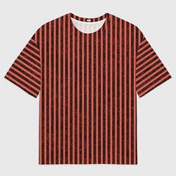 Мужская футболка оверсайз Тёмный коралловый полосы
