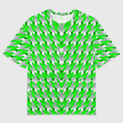 Мужская футболка оверсайз Зелёно-белый паттерн