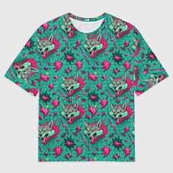 Футболка оверсайз мужская Паттерн объемные волки, цвет: 3D-принт