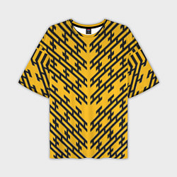 Футболка оверсайз мужская Чёрные полосы на жёлтом фоне, цвет: 3D-принт