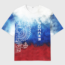 Мужская футболка оверсайз Герб России и флаг