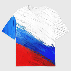 Мужская футболка оверсайз Триколор красками