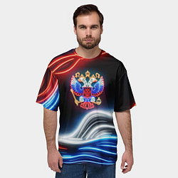 Футболка оверсайз мужская Неоновые флаг и греб, цвет: 3D-принт — фото 2