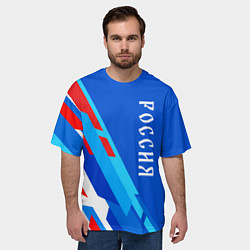 Футболка оверсайз мужская Абстрактный триколор Россия, цвет: 3D-принт — фото 2