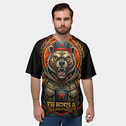 Футболка оверсайз мужская Военный русский медведь, цвет: 3D-принт — фото 2