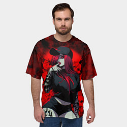 Футболка оверсайз мужская Девушка с татуировками черепа, цвет: 3D-принт — фото 2