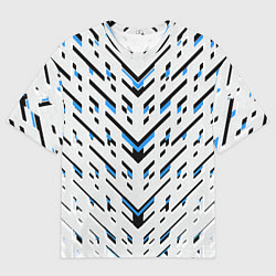 Мужская футболка оверсайз Black and blue stripes on a white background