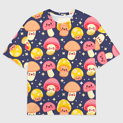 Футболка оверсайз мужская Веселые грибочки паттерн, цвет: 3D-принт