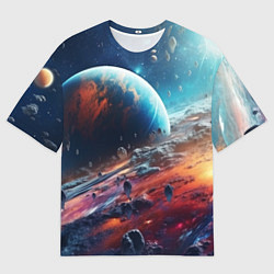 Мужская футболка оверсайз Космос фантастическая планета
