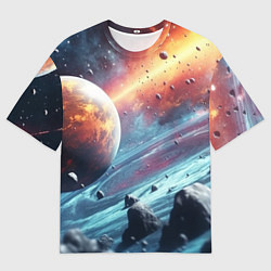 Мужская футболка оверсайз Объемный космос и планеты