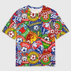 Футболка оверсайз мужская Футбольные командные эмблемы pattern, цвет: 3D-принт
