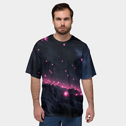 Футболка оверсайз мужская Яркие пирамидки в космосе, цвет: 3D-принт — фото 2