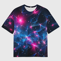 Мужская футболка оверсайз Яркие неоновые вспышки в космосе