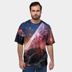Футболка оверсайз мужская Абстрактная пирамида космическая, цвет: 3D-принт — фото 2