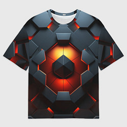 Мужская футболка оверсайз Конструкция из объемных оранжевых плит