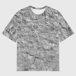 Футболка оверсайз мужская Серая кирпичная стена, цвет: 3D-принт