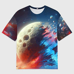 Футболка оверсайз мужская Разрыв космического тела - нейросеть, цвет: 3D-принт