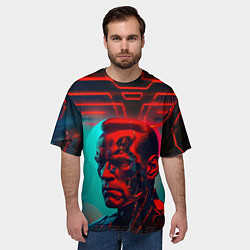 Футболка оверсайз мужская Терминатор в красном свечении, цвет: 3D-принт — фото 2
