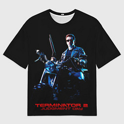 Футболка оверсайз мужская Терминатор на мотоцикле, цвет: 3D-принт